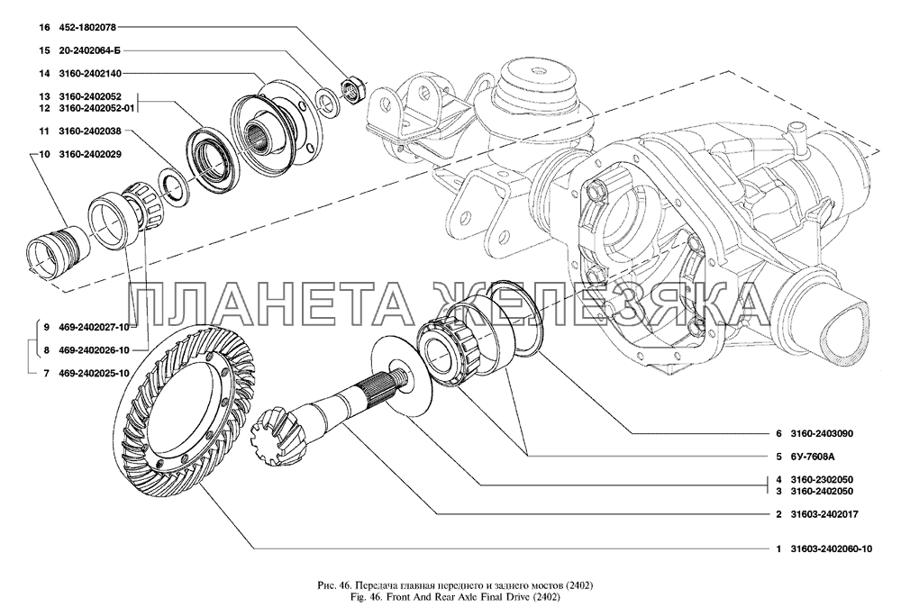 Передача главная переднего и заднего мостов UAZ Patriot